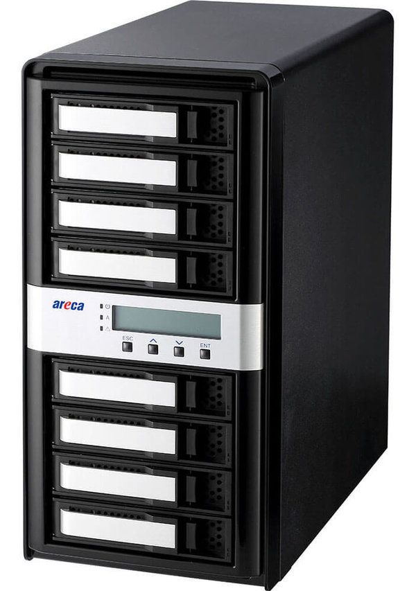 ARC-8050T3-8 Areca Desktop RAID, 8x 12Gb/s SAS HDD's,2x40Gb/s Thunderbolt 3, 270W PSU